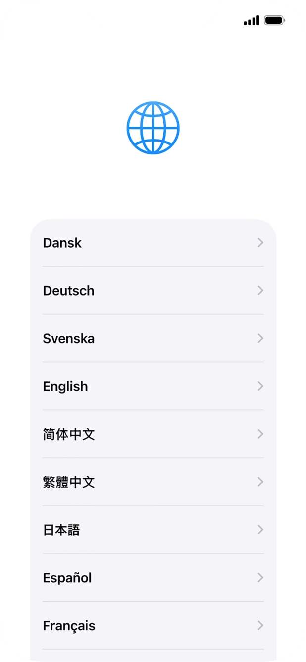 Press the required language. Press the required language.