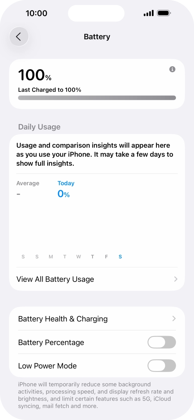 Press the indicator next to 'Low Power Mode' to turn on the function.