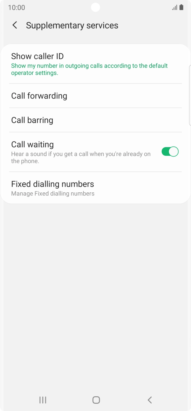 Press the indicator next to 'Call waiting' to turn the function on or off.