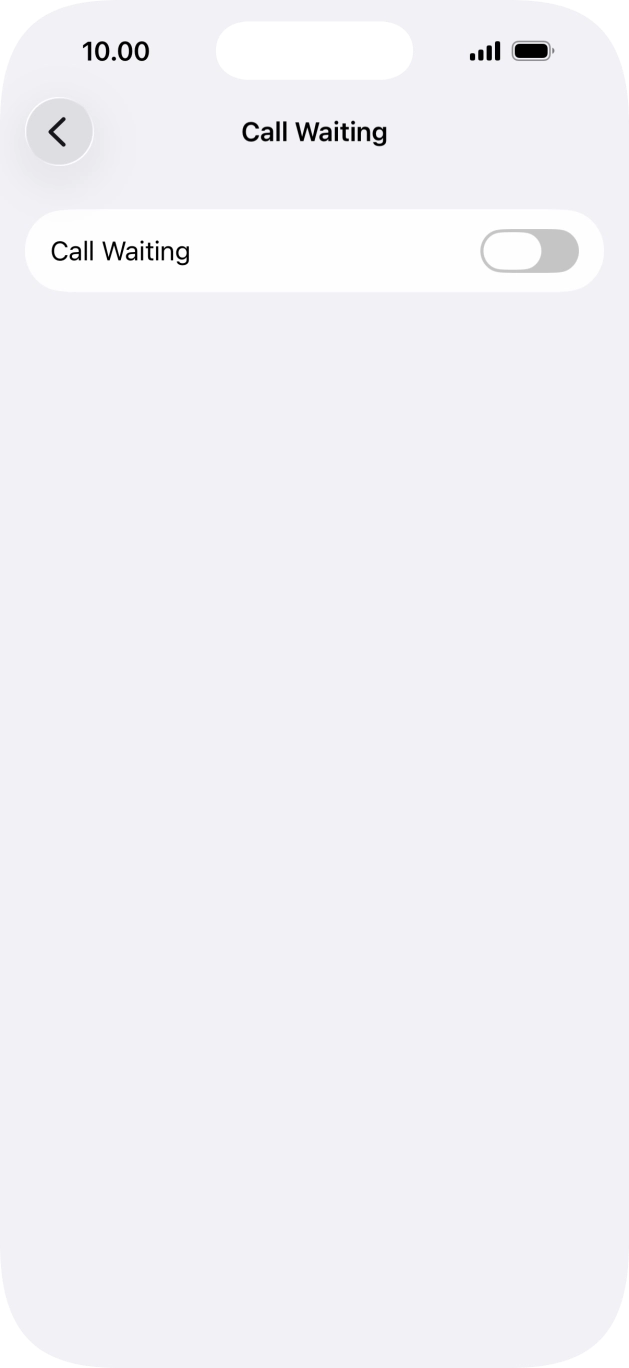 Press the indicator next to 'Call Waiting' to turn the function on or off.