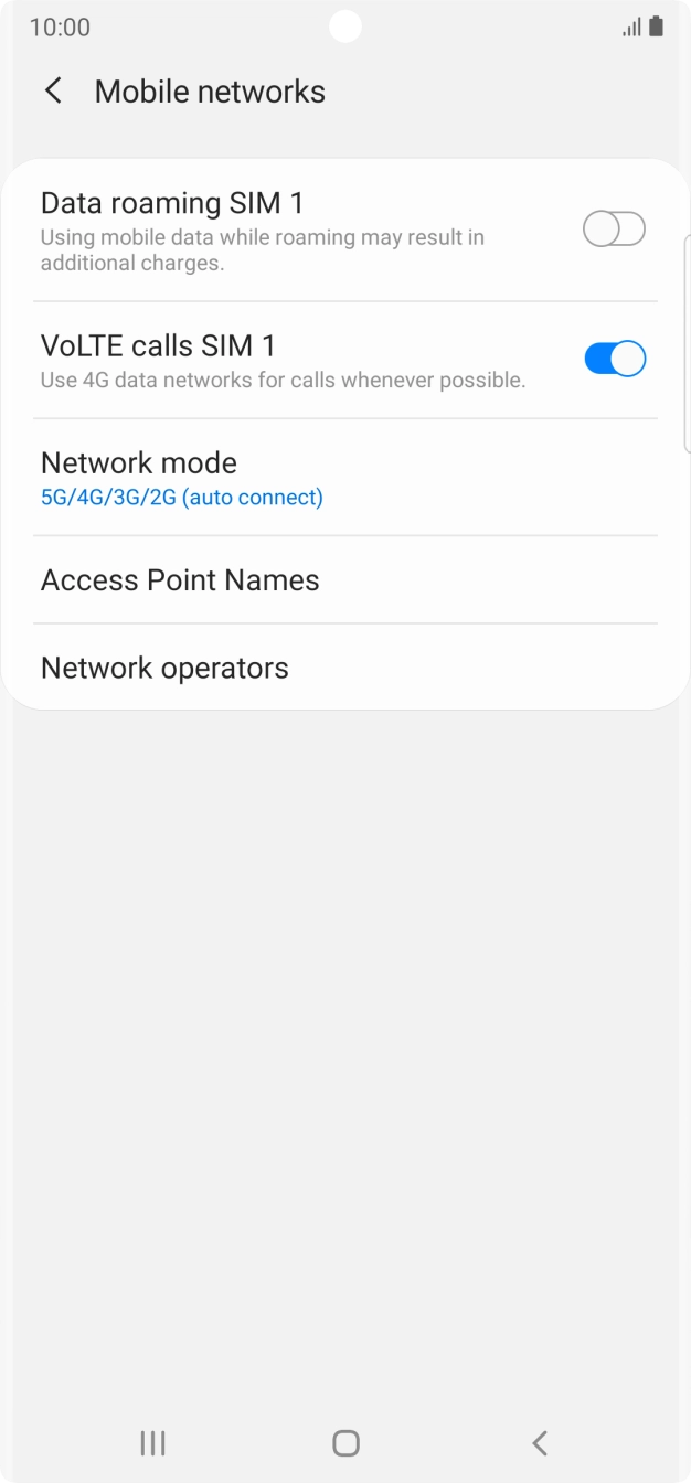 Press the indicator next to 'VoLTE calls ‹SIM›' to turn the function on or off.