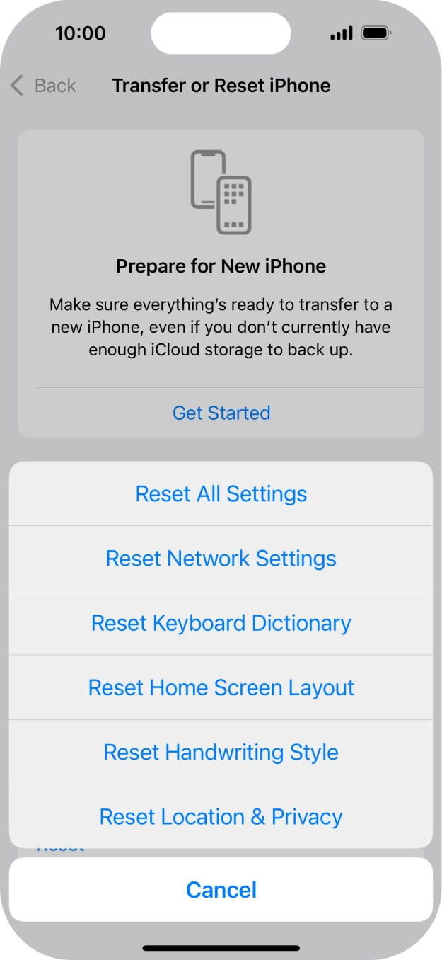 Press Reset All Settings.