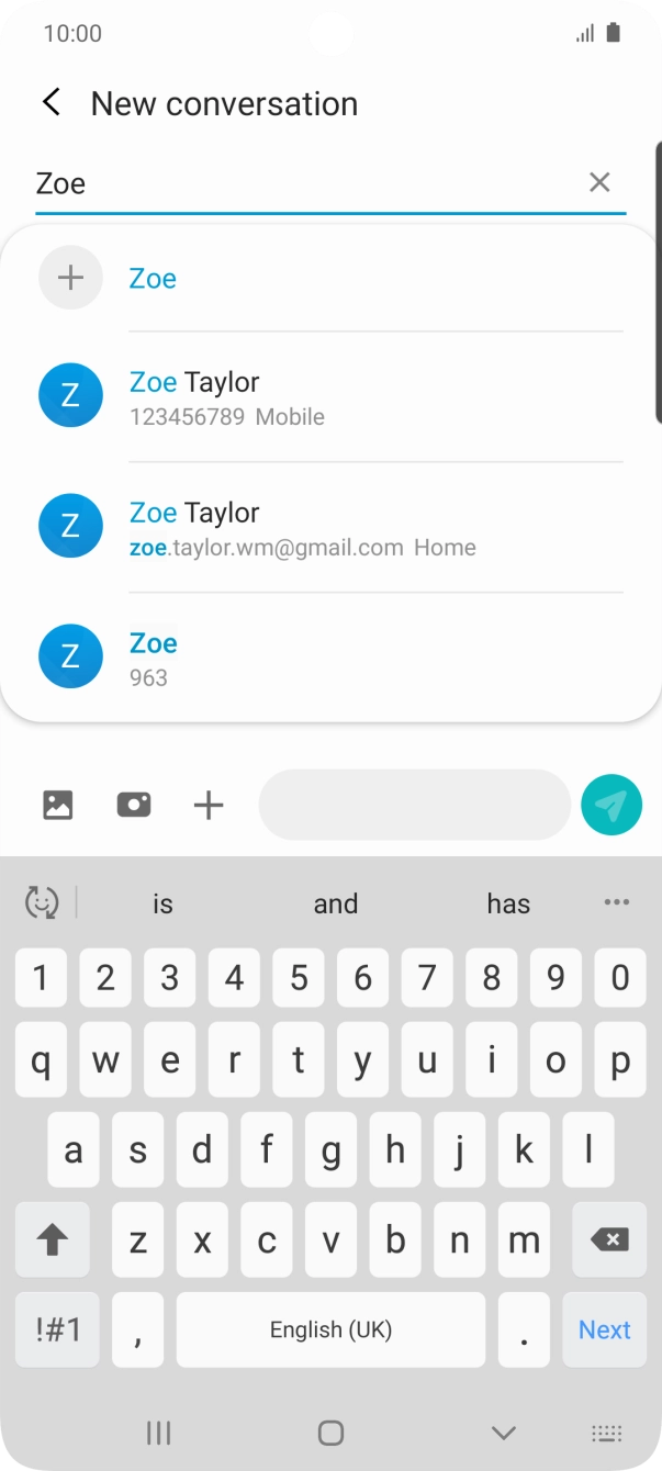 Press the required contact. Press the required contact.