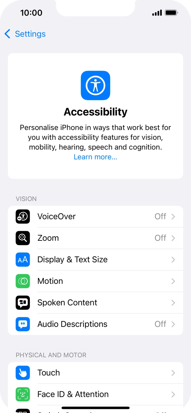 Press the required category below 'VISION' and follow the instructions on the screen to select the required settings. Press the required category below 'VISION' and follow the instructions on the screen to select the required settings.