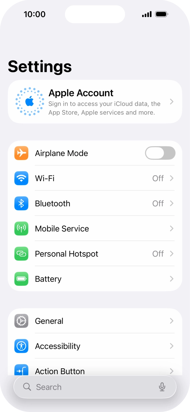 Press Apple Account. Press Apple Account.
