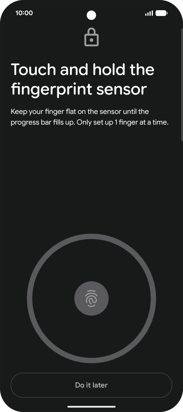 Follow the instructions on the screen to create the lock code using your fingerprint.