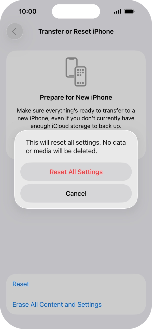 Press Reset All Settings.