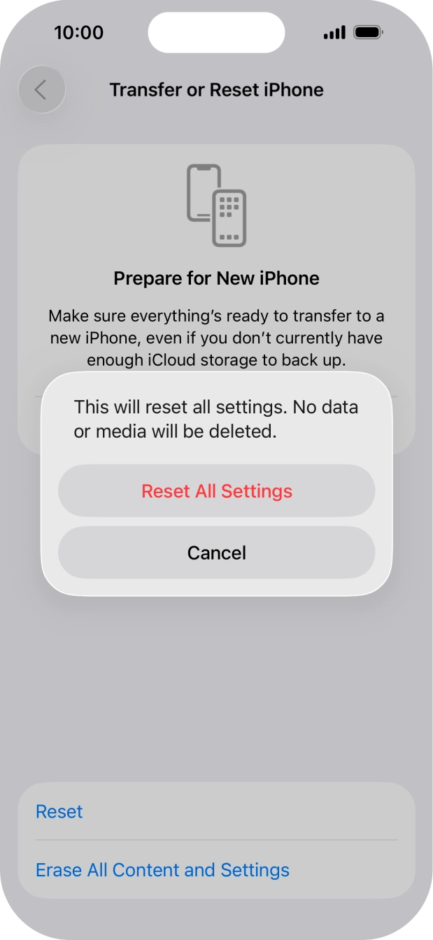 Press Reset All Settings.