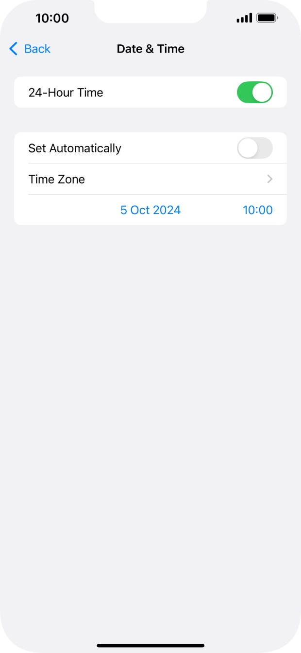 Press the indicator next to 'Set Automatically' to turn on the function.
