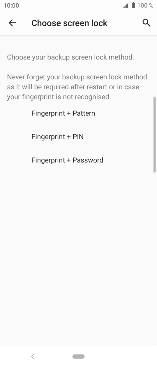 Press the required phone lock code and follow the instructions on the screen to create an additional phone lock code.