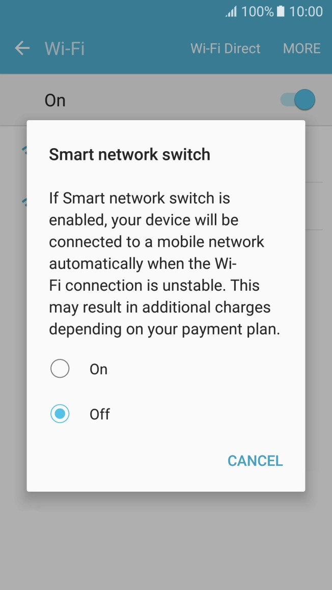 Press the required setting to turn the function on or off. Press the required setting to turn the function on or off.