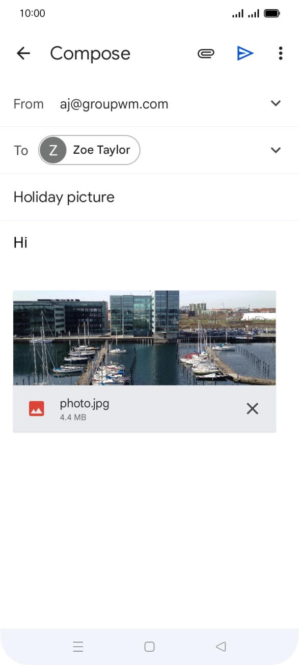 Press the send icon when you've finished your email.