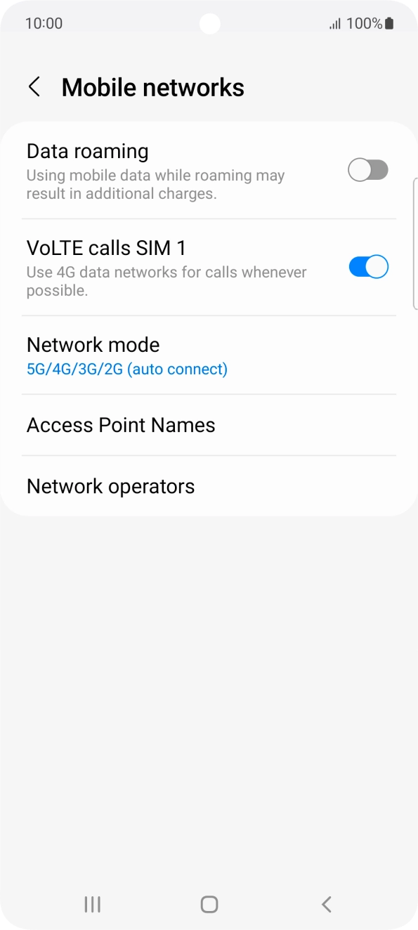 Press the indicator next to 'VoLTE calls ‹SIM›' to turn the function on or off.