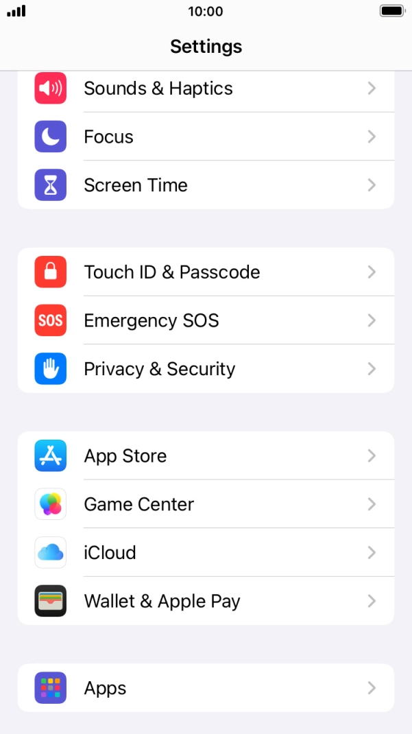 Press Touch ID & Passcode.