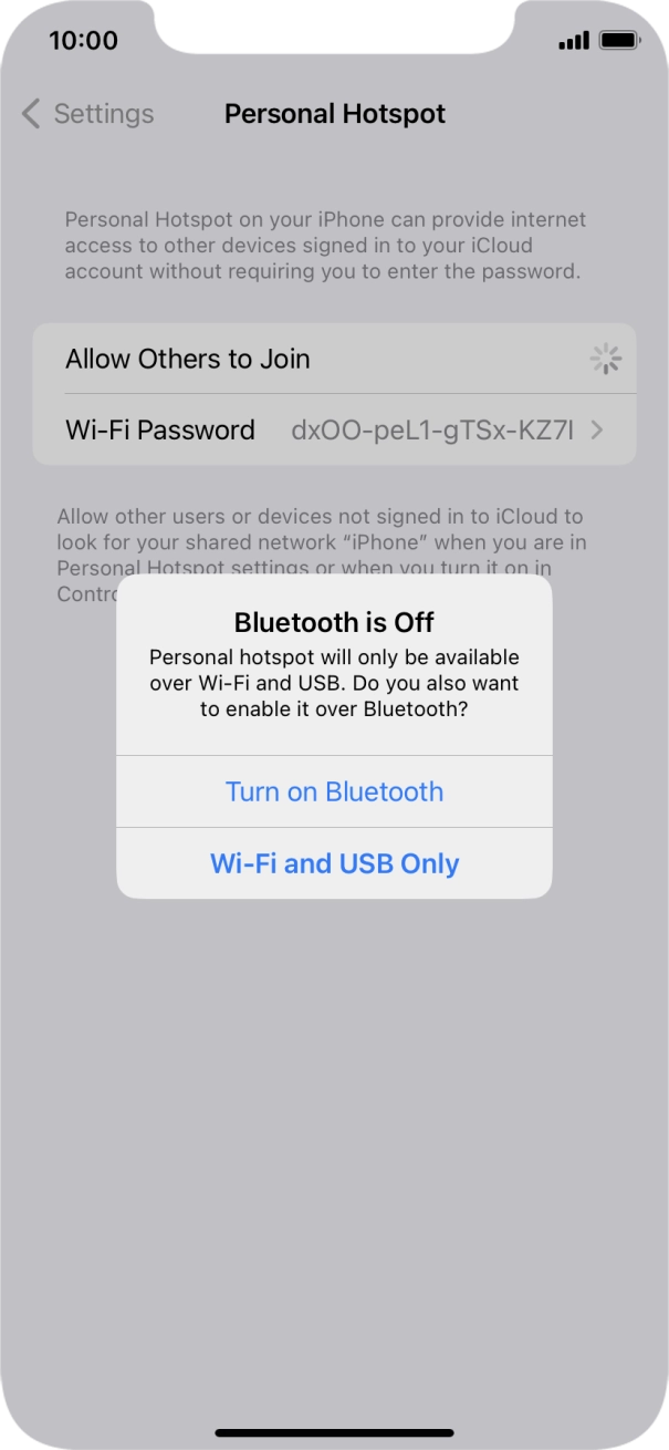 If WiFi is turned on, press Wi-Fi and USB Only.