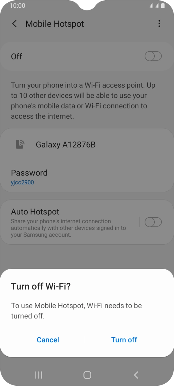 If WiFi is turned on, press Turn off. If WiFi is turned on, press Turn off.
