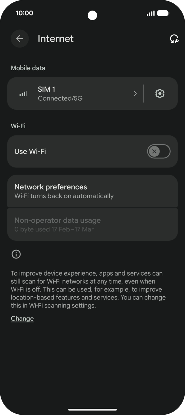 Press the indicator next to 'Use Wi-Fi' to turn on the function.