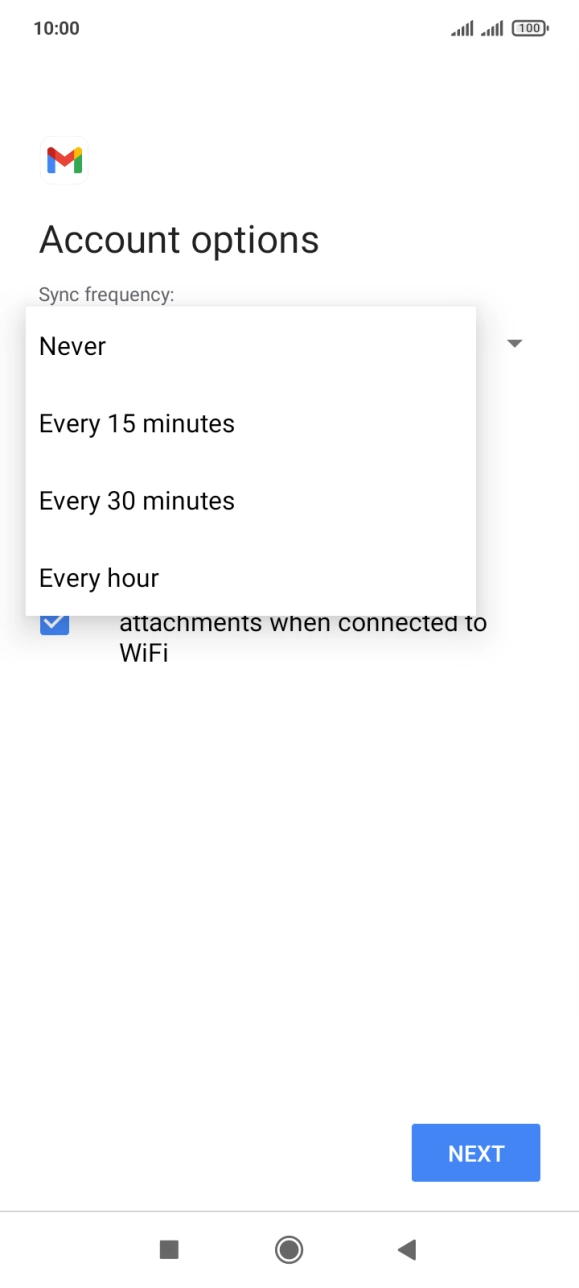 Press the required setting.