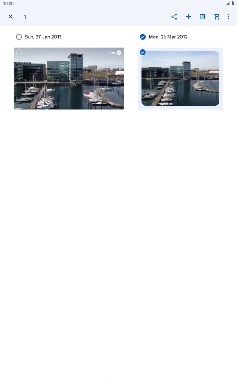 Press the required pictures or video clips to add them. Press the required pictures or video clips to add them.