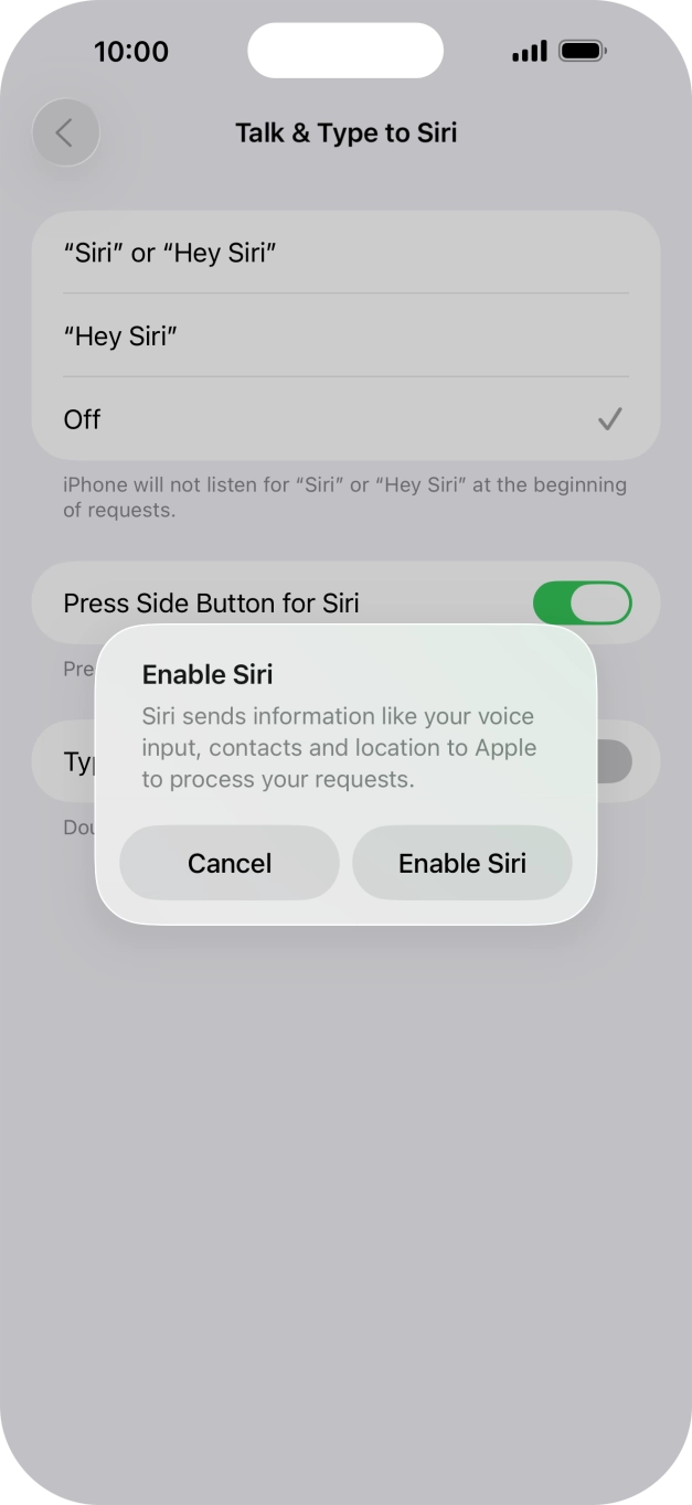 Press Enable Siri. Press Enable Siri.