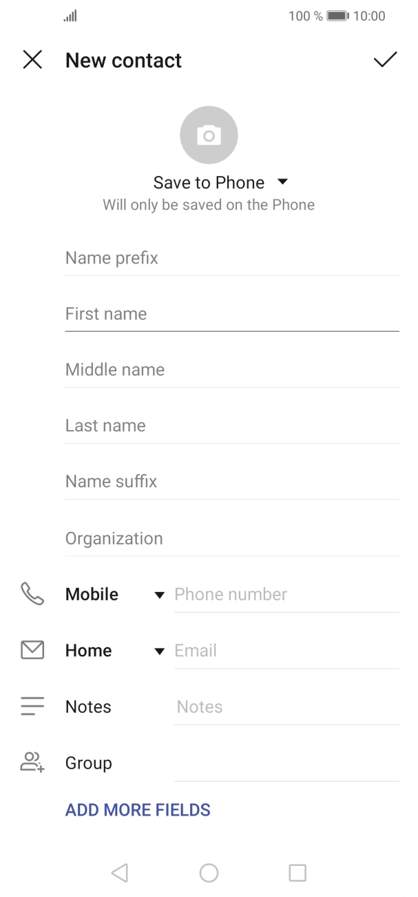 Press First name and key in the first name.