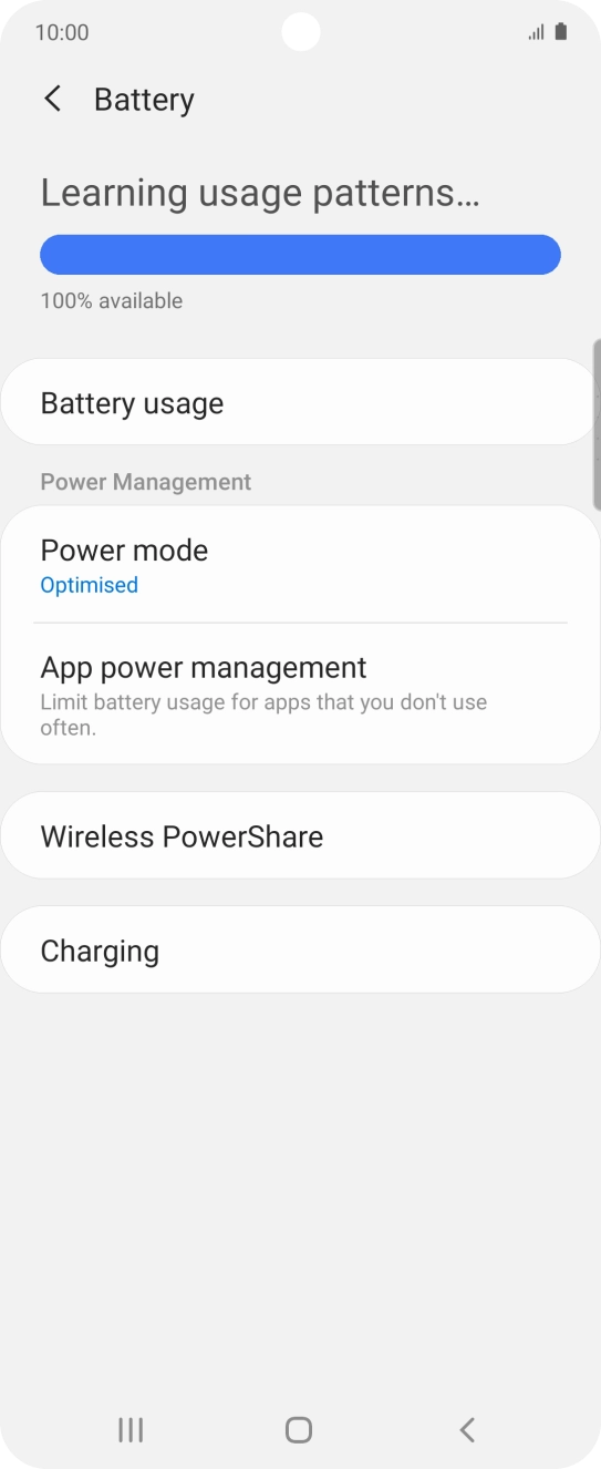 Press Power mode.
