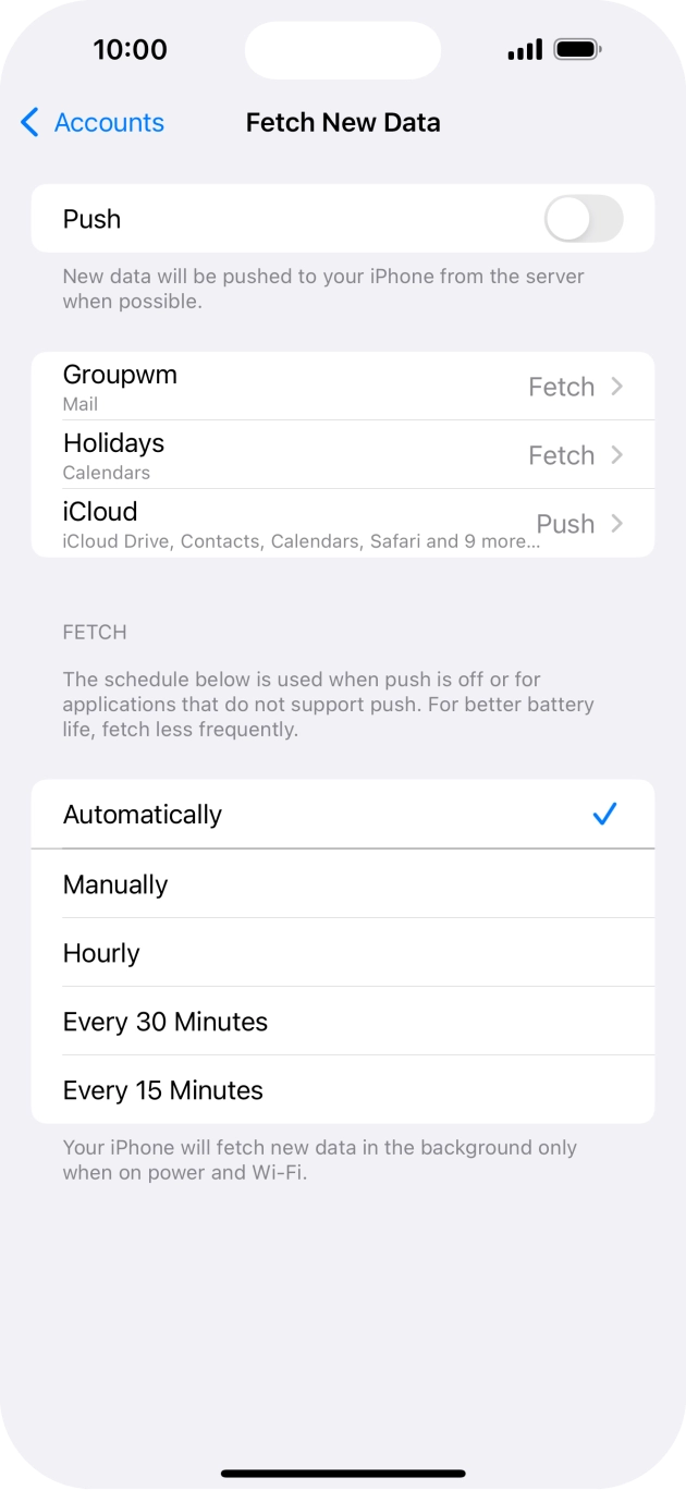 If you turn off the function, press the required setting.