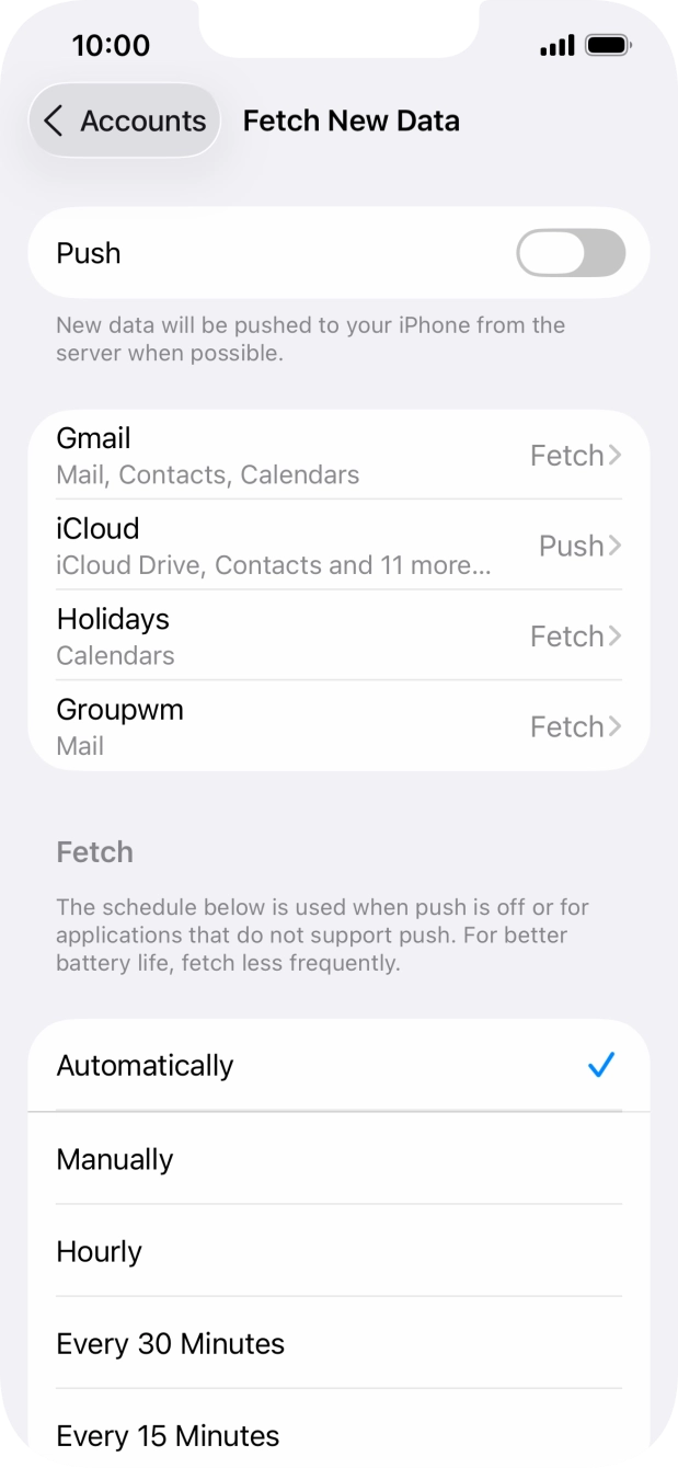 If you turn off the function, press the required setting.
