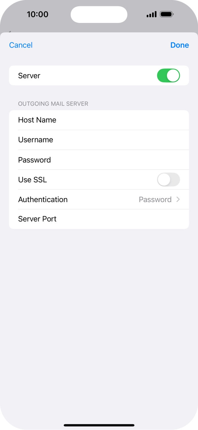 Press the indicator next to 'Use SSL' to turn on the function.