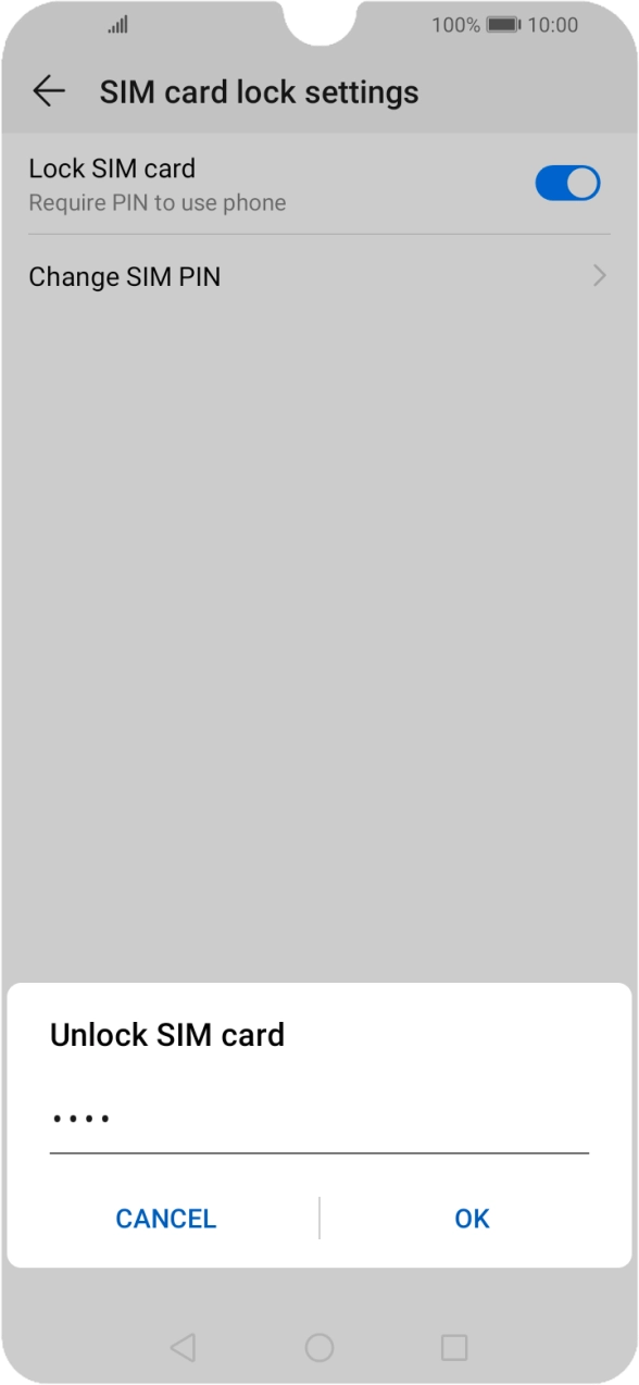 Key in your SIM PIN and press OK. The default SIM PIN is 0000.