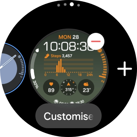 Press the required watch face.