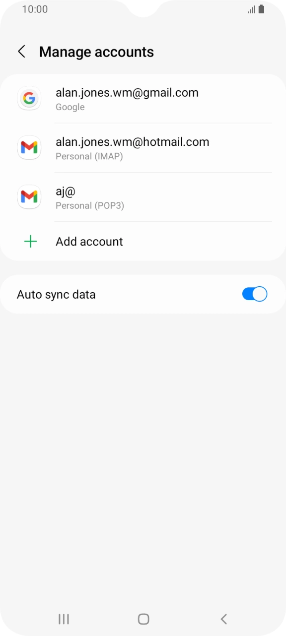 Press the indicator next to 'Auto sync data' to turn the function on or off. Press the indicator next to 'Auto sync data' to turn the function on or off.