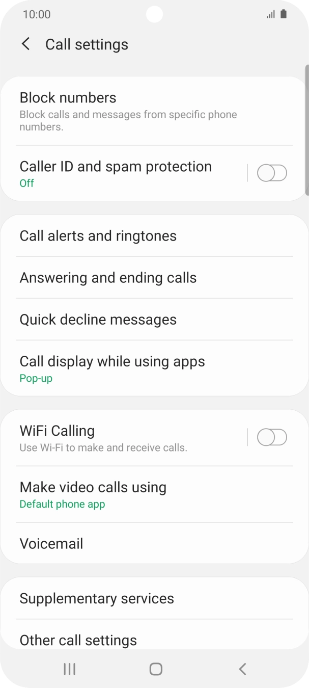Press the indicator next to 'WiFi Calling' to turn the function on or off. Press the indicator next to 'WiFi Calling' to turn the function on or off.