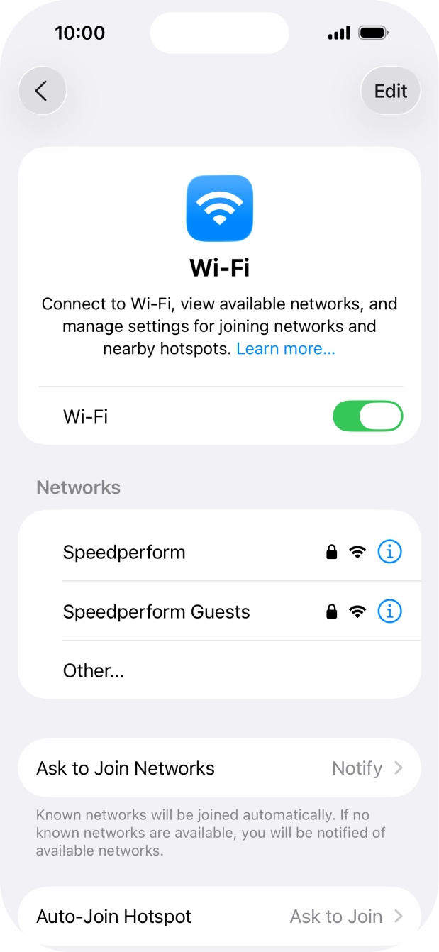 Press the required WiFi network and key in the password for the WiFi network.