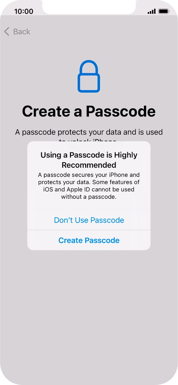 If you turn off the function, press Don't Use Passcode. If you turn off the function, press Don't Use Passcode.