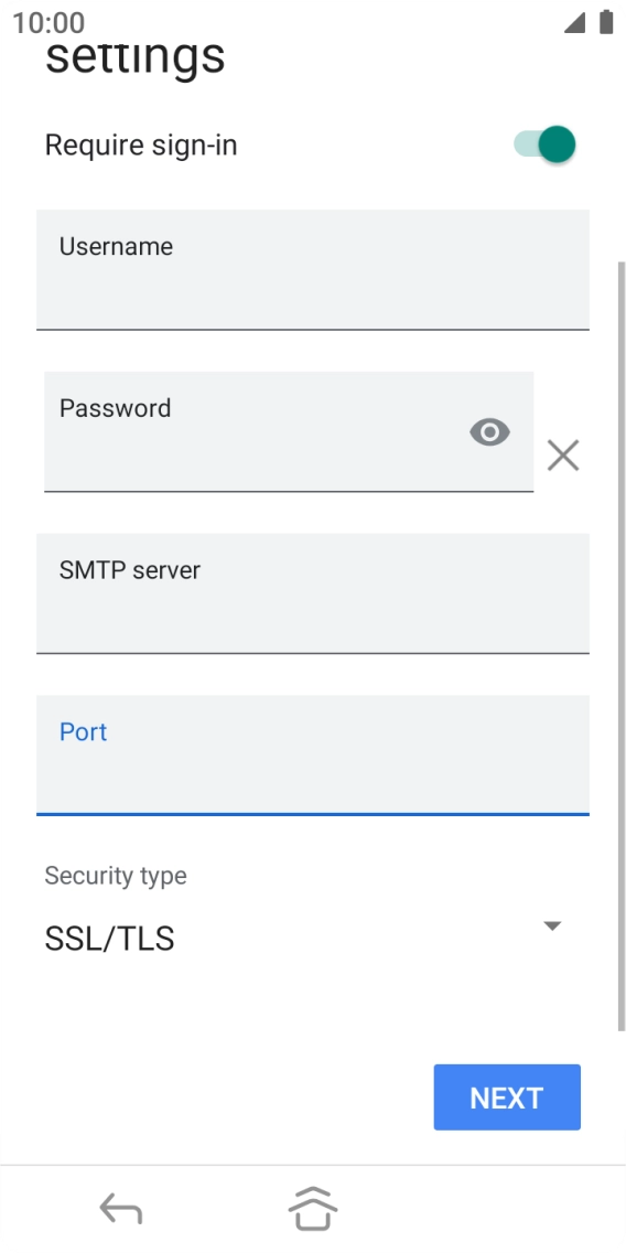 Press the drop down list below 'Security type'. Press the drop down list below 'Security type'.