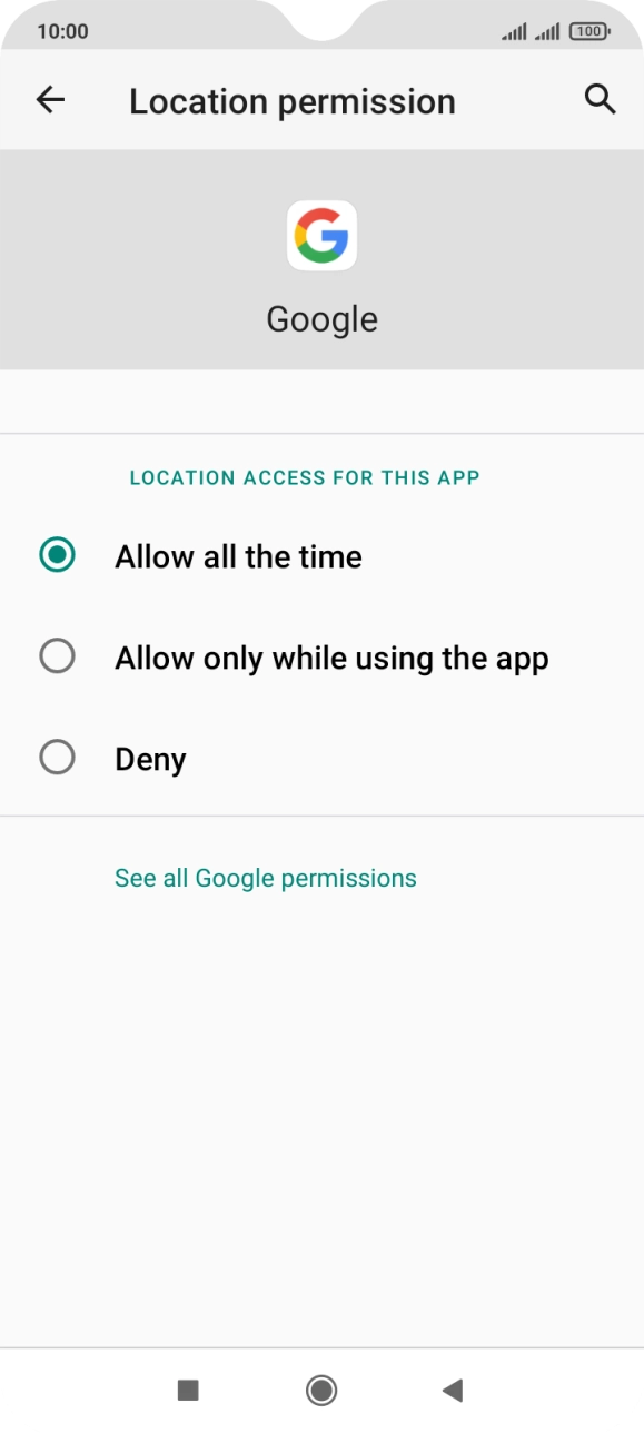 Press the required setting.