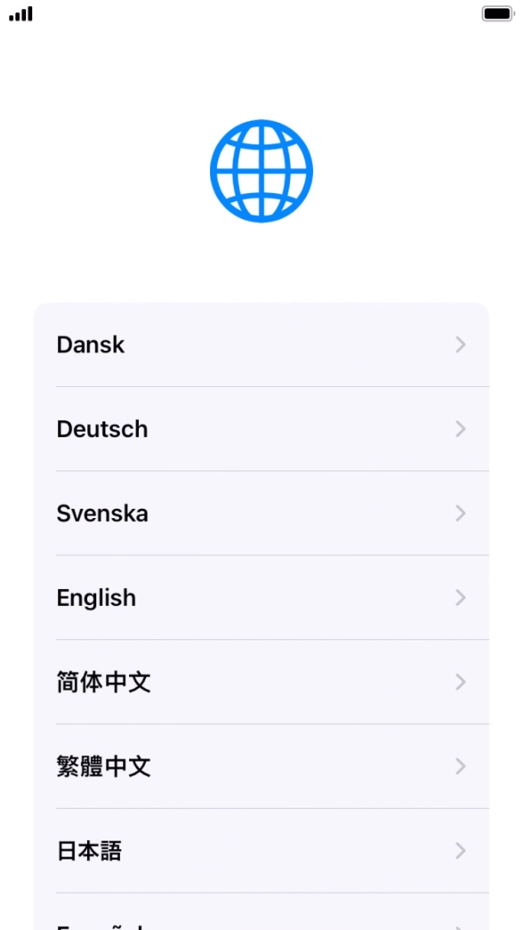 Press the required language. Press the required language.
