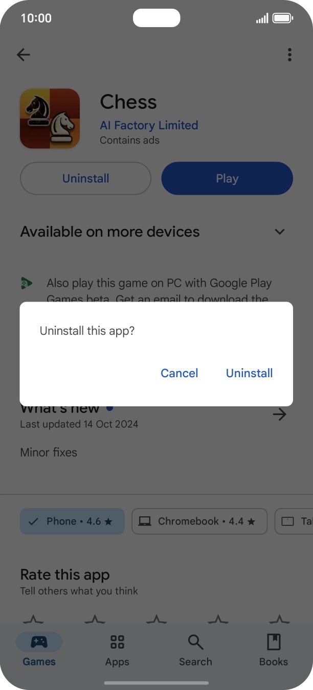 Press Uninstall.