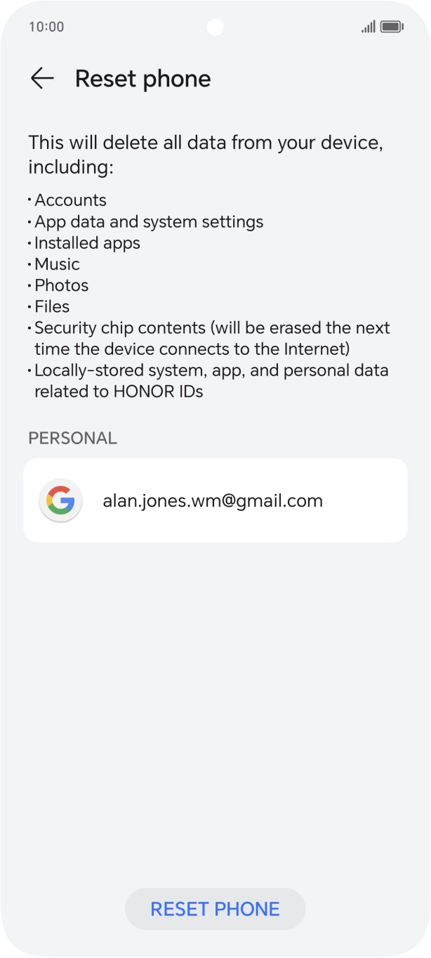Press RESET PHONE.