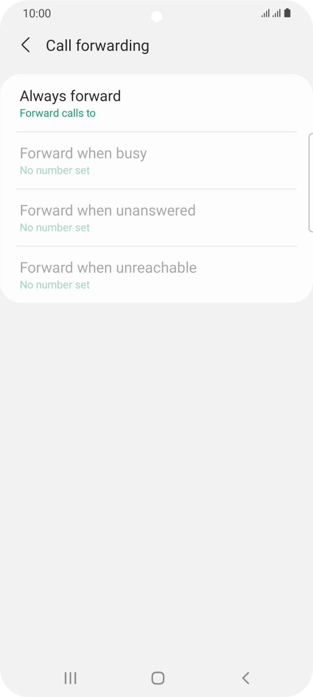 Press the required divert type. Press the required divert type.