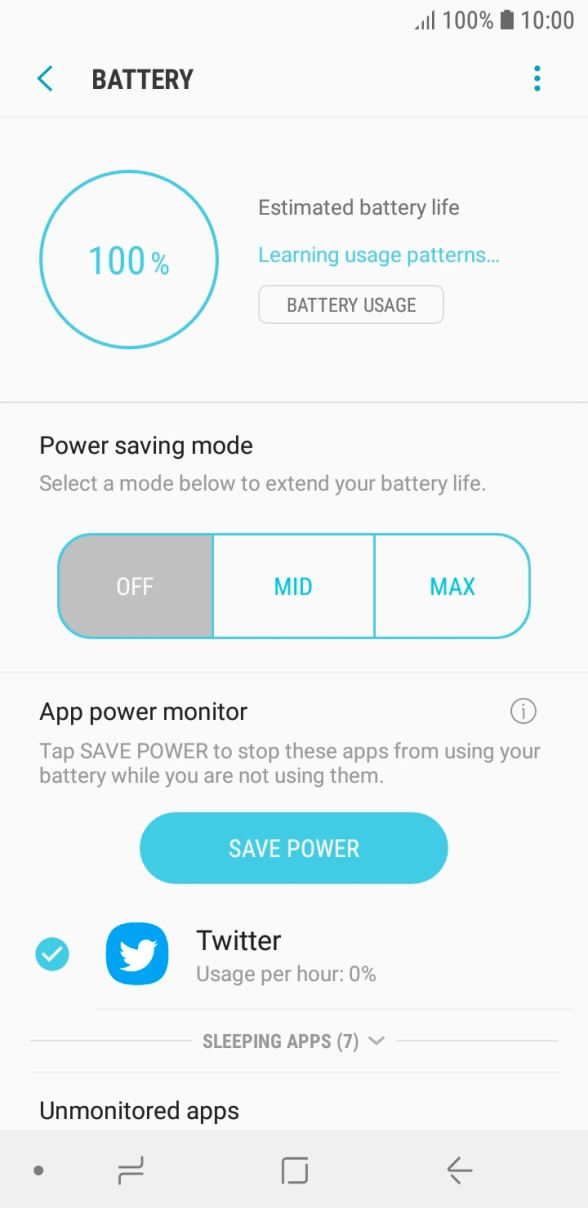 Press the required setting. Press the required setting.