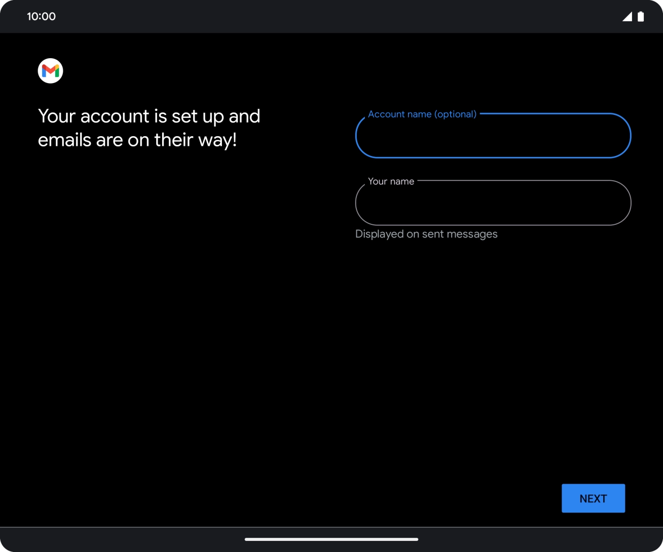 Press the field below 'Your name' and key in the required sender name.
