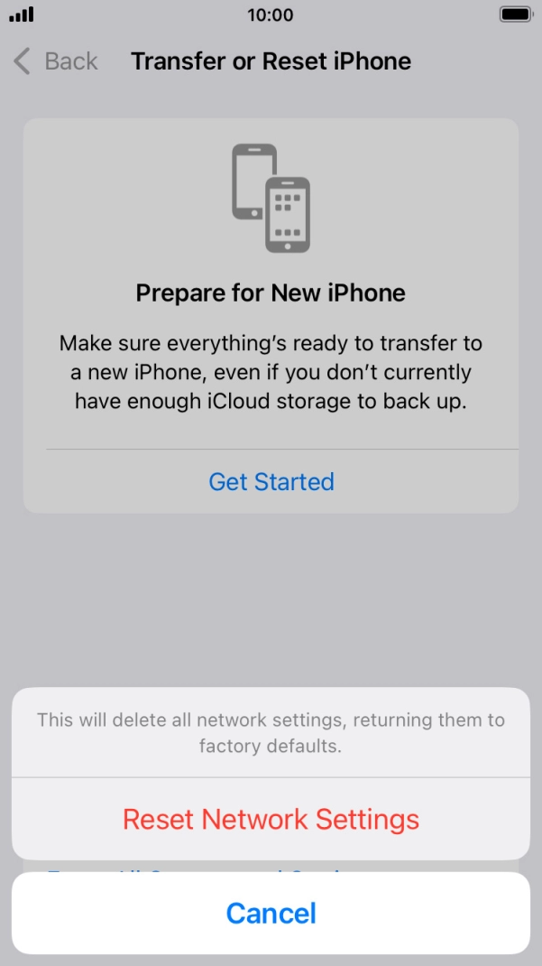Press Reset Network Settings.