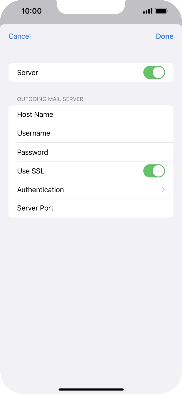 Press the indicator next to 'Use SSL' to turn off the function.