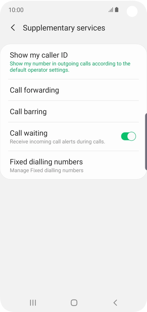 Press the indicator next to 'Call waiting' to turn the function on or off.