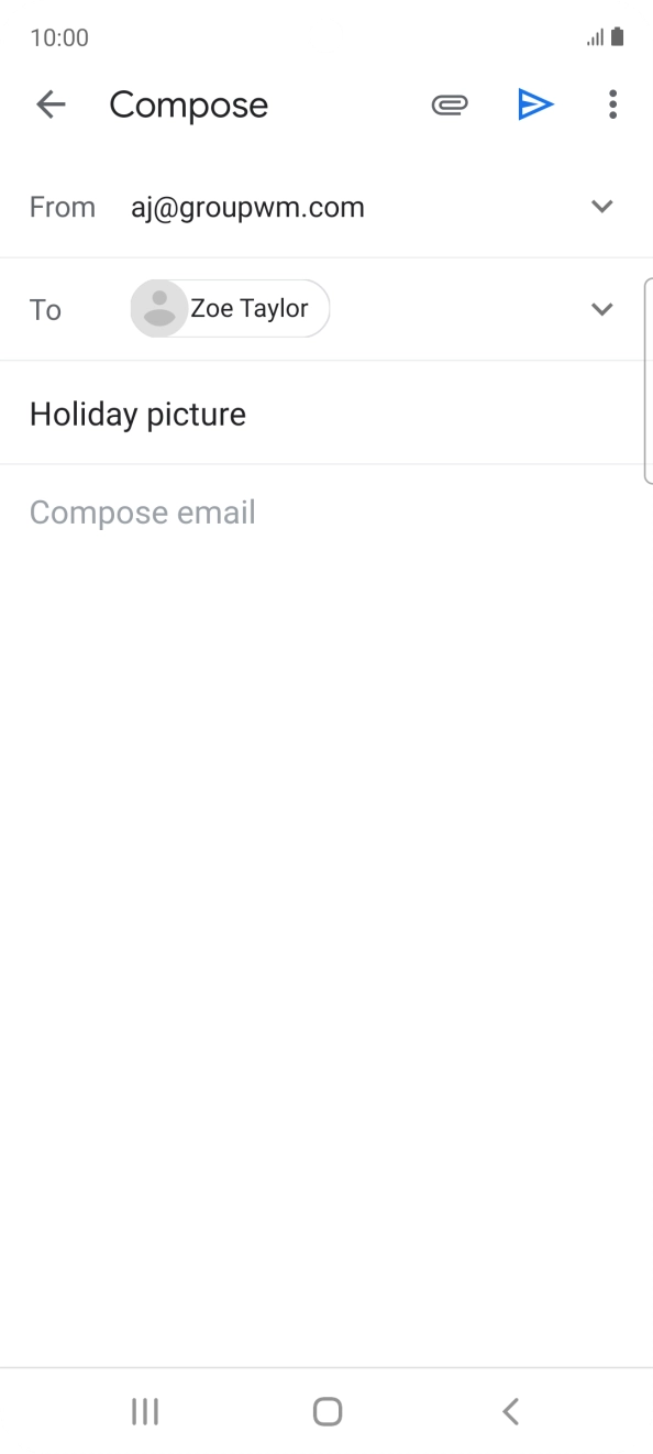 Press the text input field and write the text for your email. Press the text input field and write the text for your email.