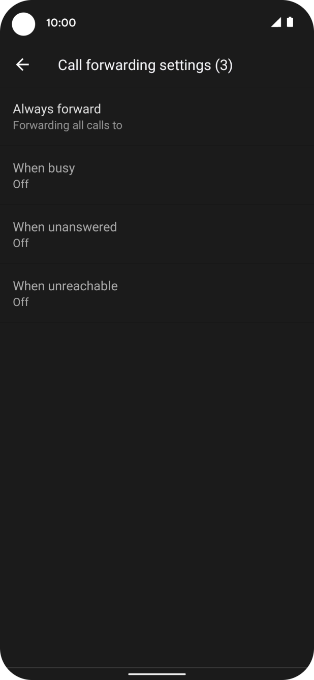 Press the required divert type. Press the required divert type.