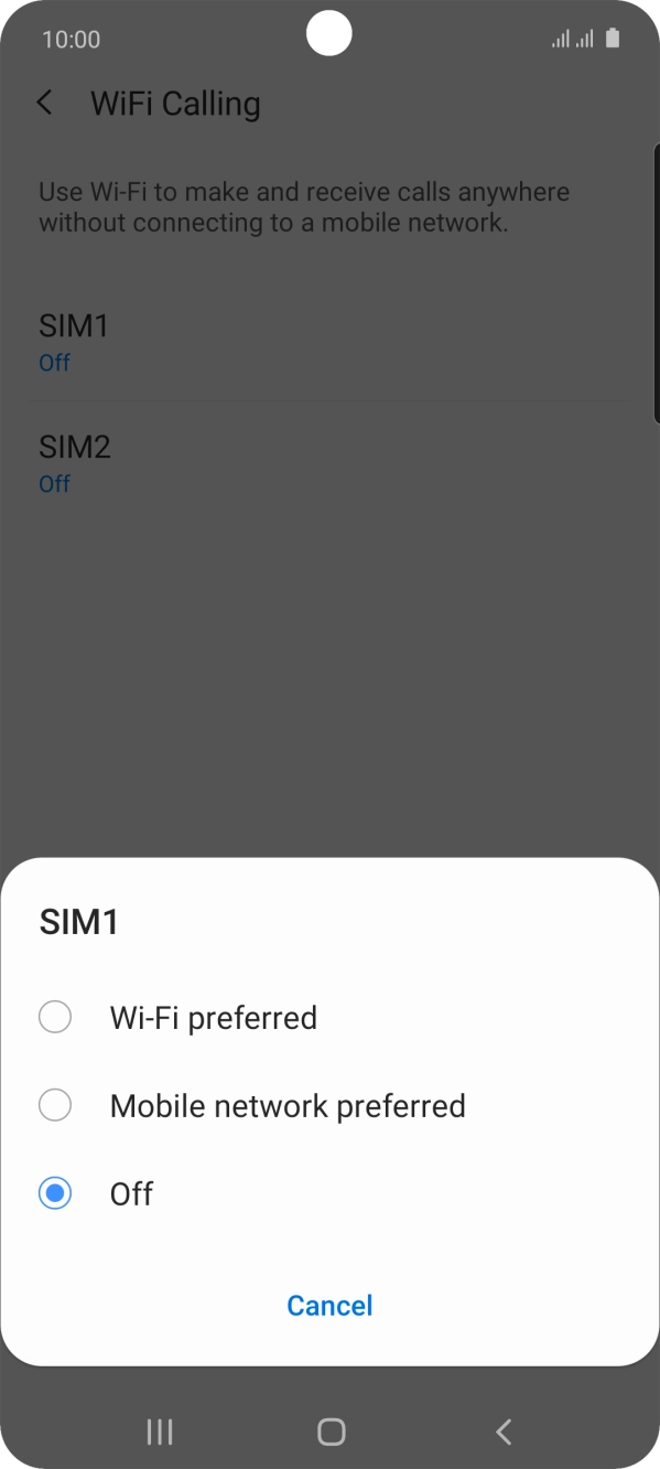 Press the required setting to turn the function on or off. Press the required setting to turn the function on or off.