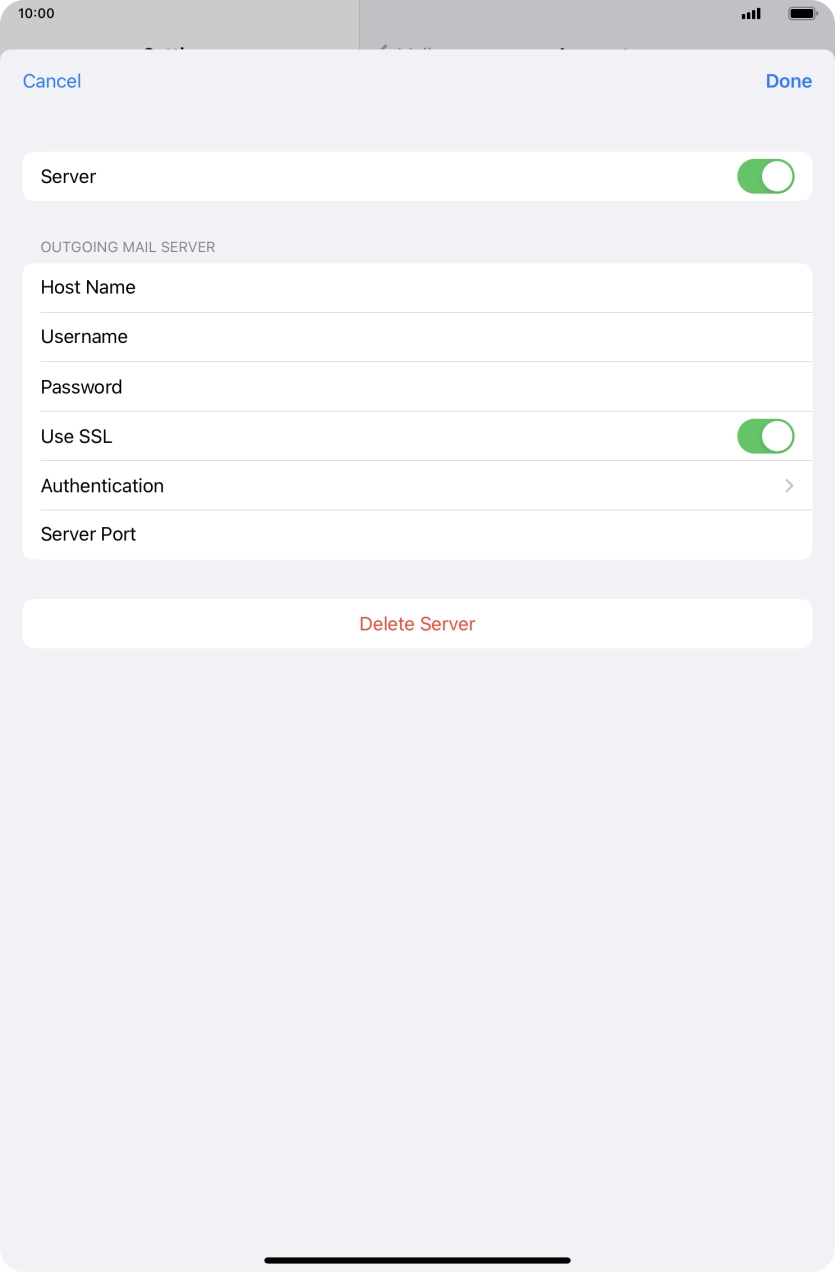 Press the indicator next to 'Use SSL' to turn off the function.